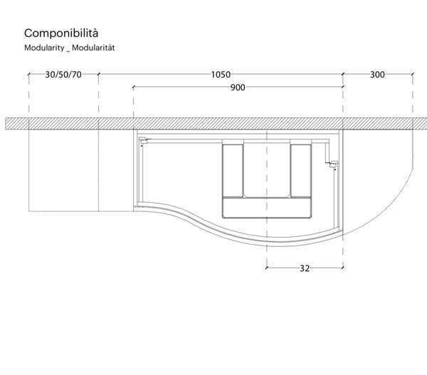 Mobilier baie suspendat INCANTO N31, 125 cm - set